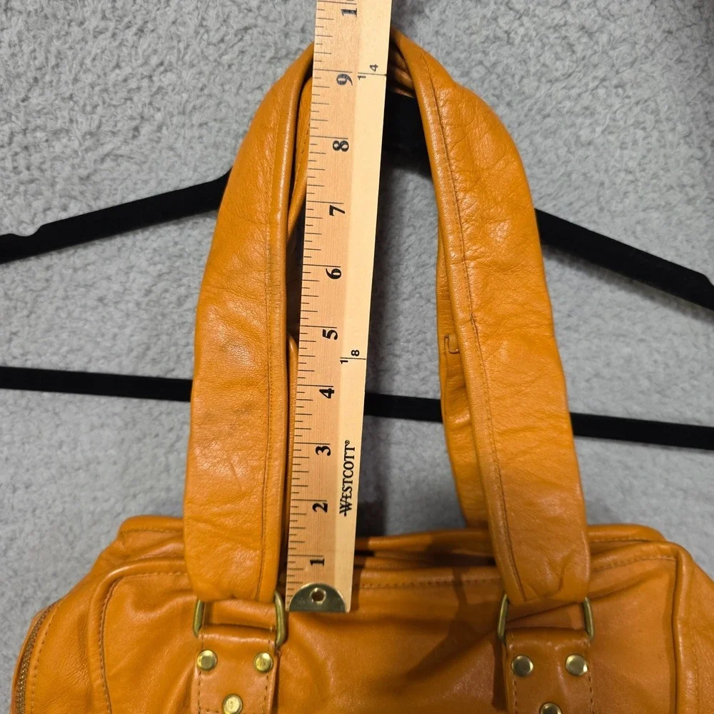 Vintage 70s Cowhide Leather Square Handbag Purse 12x12x7 Burnt Orange Mr. Hide